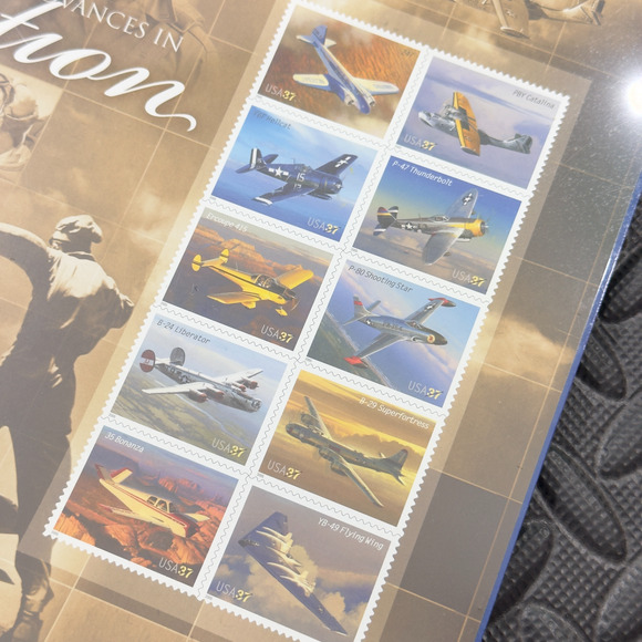 USPS American Advances in Aviation Commemorative Collectibles 10 Stamps w/ Mount - Picture 2 of 3